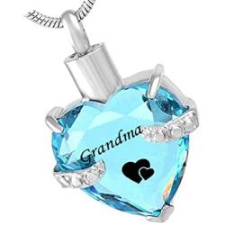 misyou Glass Cremation Jewelry Grandma Birthstone Pendant Urn Necklace Ashes Holder Keepsake