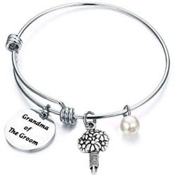 ENSIANTH Grandma of The Bride,Grandma of The Groom Bracelet Stainless Steel Wire Bangle Wedding Bridal Party Gift