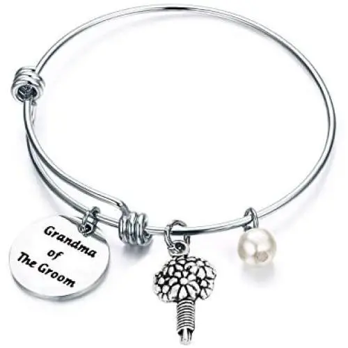 ENSIANTH Grandma of The Bride,Grandma of The Groom Bracelet Stainless Steel Wire Bangle Wedding Bridal Party Gift