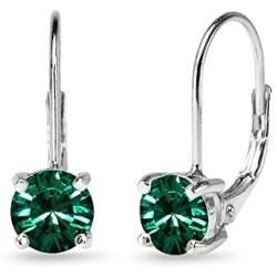Sterling Silver 6mm Round-cut Classic Leverback Earrings Made with Swarovski Crystals
