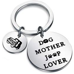 Dog Mother Jeeep Lover Keychain Jeeep Dog Lover Gift Jeeep Wrangler Gifts for Dog Moms Jeeep Girl Gifts Jewelry