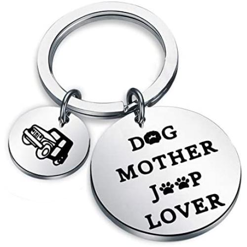 Dog Mother Jeeep Lover Keychain Jeeep Dog Lover Gift Jeeep Wrangler Gifts for Dog Moms Jeeep Girl Gifts Jewelry