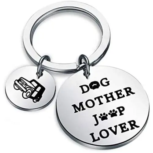 Dog Mother Jeeep Lover Keychain Jeeep Dog Lover Gift Jeeep Wrangler Gifts for Dog Moms Jeeep Girl Gifts Jewelry