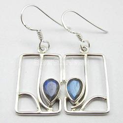 SilverStarJewel Labradorite Earrings 4.1 cm Solid Sterling Silver Art Gift