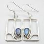 SilverStarJewel Labradorite Earrings 4.1 cm Solid Sterling Silver Art Gift