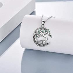VENACOLY Tree of Life Necklace Moon Necklace Sterling Silver Family Tree Pendant Celtic Jewelry for Women Men