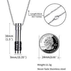 VNOX Stainless Steel Cylinder Urn Pendant Necklace for Memorial Human Being Cremation Ashes,Free Chain