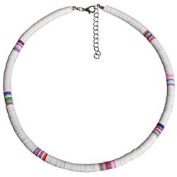 The Woos Surfer Choker Lightweight Soft Polymer Clay Necklace Colorful African Vinyl Disc 6mm Beades Necklace Collar Adjustable Handmade Boho Beach Jewelry for Women Girls