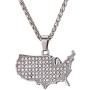 U7 Nation Map Pendant Patriotism Jewelry 18K Gold Plated Necklace Pendant with Adjustable Rolo Chain