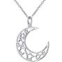 S925 Sterling Silver Stars Crescent Moon Pendant Necklace for Women Girl 18''