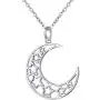 S925 Sterling Silver Stars Crescent Moon Pendant Necklace for Women Girl 18''