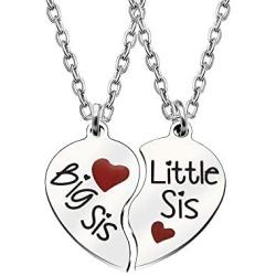 Sister Pendant Necklaces Big Little Sister Family Gifts Jewelry Set Stainless Steel Pack Of 2pcs