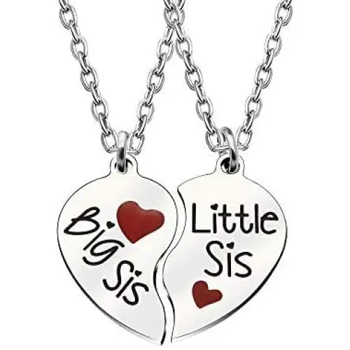 Sister Pendant Necklaces Big Little Sister Family Gifts Jewelry Set Stainless Steel Pack Of 2pcs Sister Pendant Necklaces Big Little Sister Family Gifts Jewelry Set Stainless Steel Pack Of 2pcs