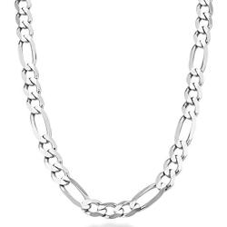 Miabella 925 Sterling Silver Italian 11mm Solid Diamond-Cut Figaro Link Chain Necklace for Men, 18, 20, 22, 24, 26, 30 inch
