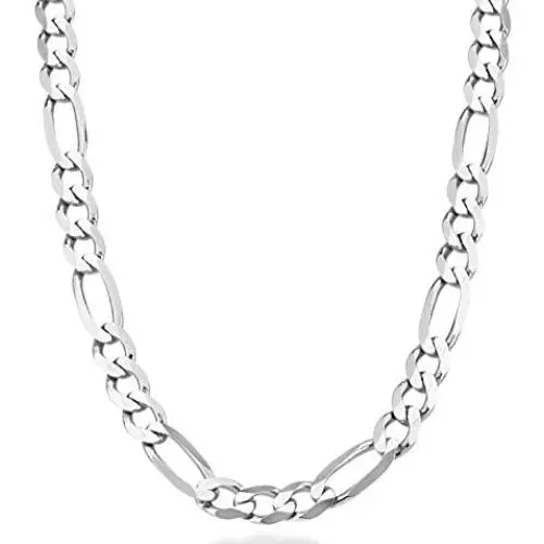 Miabella 925 Sterling Silver Italian 11mm Solid Diamond-Cut Figaro Link Chain Necklace for Men, 18, 20, 22, 24, 26, 30 inch