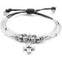 Lizzy James Faith 2 Strand Adjustable Black Leather Silver Plated Charm Bracelet w Silver Cross Charm Lizzy James Faith 2 Strand Adjustable Black Leather Silver Plated Charm Bracelet w Silver Cross Charm