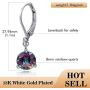 18K White Gold Plated Mystic Fire Topaz Leverback Earrings Hypoallergenic Jewelry For Women Girls