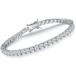 VOLUKA Cubic Zirconia Tennis Bracelet for Women White Gold/Gold/Rose Gold Plated CZ Bracelets for Men Girls 7.5in