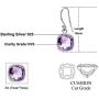 Orchid Jewelry 925 Sterling Silver Dangly Earrings Sets For Women Purple Natural Amethyst 3.00 Ct Cushion February Birthstone Gemstone Nickel Free jewellery Birthday, Anniversary Gifts For Her