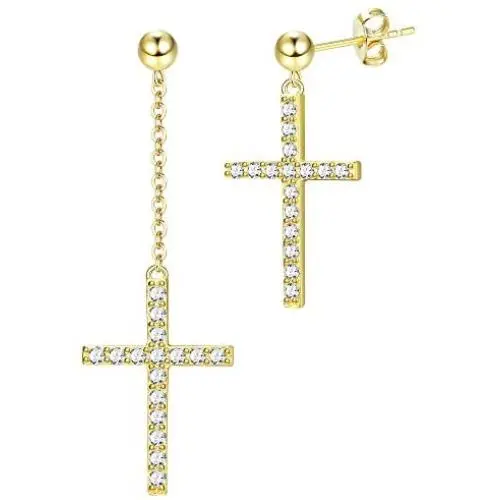 Fansilver S925 Sterling Silver Cross Dangle Drop Stud Earrings 14K Gold Plated Pendant Chain Earrings For Women Men Cubic Zirconia Cross Earrings Punk Jewelry Fansilver S925 Sterling Silver Cross Dangle Drop Stud Earrings 14K Gold Plated Pendant Chain Earrings For Women Men Cubic Zirconia Cross Earrings Punk Jewelry
