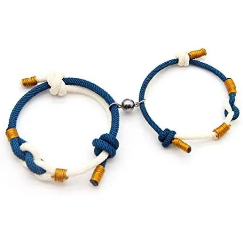 RAMESON 2PC/Set Couple Bracelet Adjustable Bangle Mutual Attraction Magnetic Pendants Promise Bracelet for Couples Gifts Women Men Lover Friendship