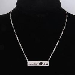 Zuo Bao Sweet Mama Bear Bar Necklace Mother Necklace Mama Bear Jewelry for New Mom