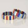 Allzedream Enamel Bracelets Stretch Bangle Colorful Tile Beads Elastic Stackable Colorblock Bracelet