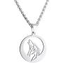 U7 Wolf Necklace with Adjustable Spiga Chain Stainless Steel Round Hollow Pendant