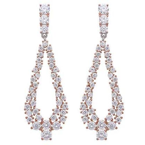 Izaara 925 Sterling Silver White Round CZ Pear Dangle Earrings for Women and Girls