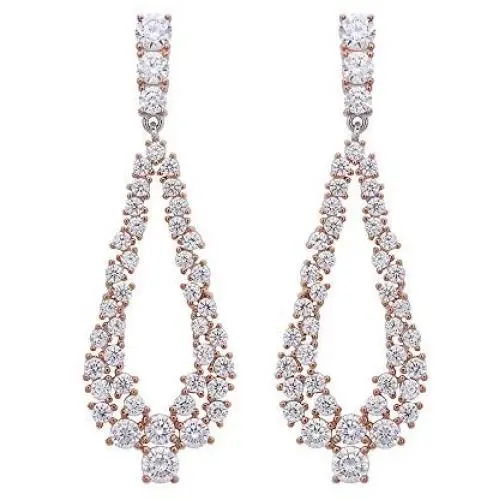 Izaara 925 Sterling Silver White Round CZ Pear Dangle Earrings for Women and Girls