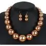HSQYJ Simple Large Big Simulated Pearl Statement Necklace Earring Set Faux Big Pearl Choker Drop Dangle Hook Earring Fashion Costume Jewelry for Girl Women Lady