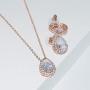 UDORA CZ Tearsdrop Earrings Necklace Jewelry Set for Bridal Bridesmaids