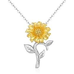 Sunflower Necklace You Are My Sunshine S925 Sterling Silver 14K Gold Plated Wedding Jewelry for Her Mom Friends Women