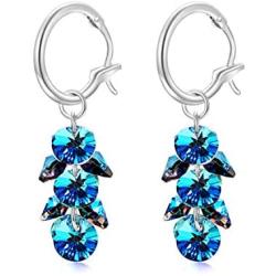 Sterling Silver Hoop Earrings for Women with Swarovski Crystals Tassel, Removable Dangle Earring Jewelry Gift