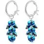 Sterling Silver Hoop Earrings for Women with Swarovski Crystals Tassel, Removable Dangle Earring Jewelry Gift Sterling Silver Hoop Earrings for Women with Swarovski Crystals Tassel, Removable Dangle Earring Jewelry Gift