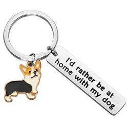Gzrlyf Corgi Keychain Id Rather be at Home with My Dog Funny Corgi Gifts for Corgi Lovers Corgi Owner Dog Lovers Gifts