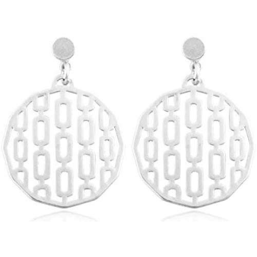 Moroccan Filigree Geometric Drop Earrings - Bohemian Metallic Cutout Lightweight Hook Dangles Flower Petal Leaf, Teardrop, Circle Disc