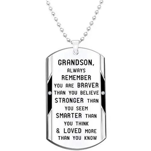 Grandson Inspirational Jewelry Necklace Gift- Always Remember You are Braver Stronger Smarter Grandson Inspirational Jewelry Necklace Gift- Always Remember You are Braver Stronger Smarter
