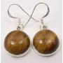 SilverStarJewel Tigers Eye Earrings 1.3'' Sterling Silver Ladies Stone