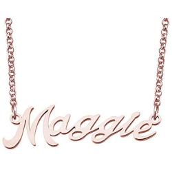 LoEnMe Jewelry Rose Gold Name Necklace Personalized Custom Made Gift for Women Girls Couple