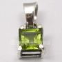 SilverStarJewel Square Peridot Necklace Pendant 0.6'' 925 Pure Silver Wedding Gemstone