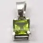 SilverStarJewel Square Peridot Necklace Pendant 0.6'' 925 Pure Silver Wedding Gemstone
