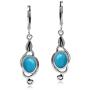 Silvershake Genuine Oval Shape Arizona American Turquoise 925 Sterling Silver Swirl Drop Dangle Leverback Earrings Jewelry for Women