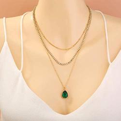 Eseres Girls Layered Necklace Teardrop Pendant Rhinestone Chokers