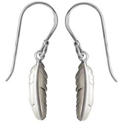 Boma Jewelry Sterling Silver Matte Feather Earrings