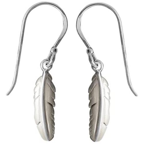Boma Jewelry Sterling Silver Matte Feather Earrings