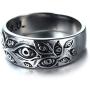 Caiyao Evil Eye Ring Antique Silver Eye of God Band Vintage Cool Rings Engraved Eye of God Ring Gothic Evil Eye Ring Silver Tone Ring Band All Seeing Eye Vintage Retro Jewelry for Men Women