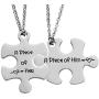 Phoenix Angela Couple Necklace Keychain BFF 2 Puzzle Jigsaw Pendant for Girls Boys Wedding Gifts Jewelry Valentines Day Birthday Gift Anniversary for Boyfriend Girlfr