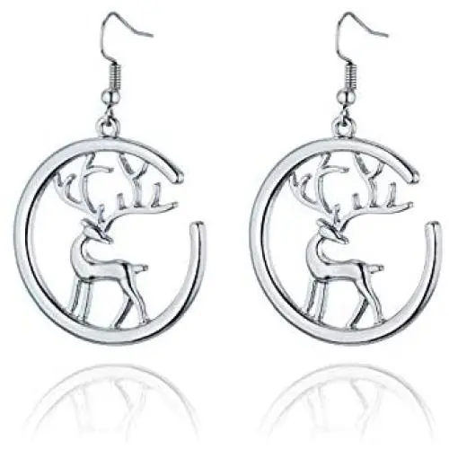 Cute Silver Christmas Reindeer Piercing Dangle Earrings, Holiday Party Drop Earrings, Christmas Gift Idea, Thanksgiving Themed Earrings, Cute Christmas Costume Jewelry for Women Girls Cute Silver Christmas Reindeer Piercing Dangle Earrings, Holiday Party Drop Earrings, Christmas Gift Idea, Thanksgiving Themed Earrings, Cute Christmas Costume Jewelry for Women Girls