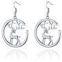 Cute Silver Christmas Reindeer Piercing Dangle Earrings, Holiday Party Drop Earrings, Christmas Gift Idea, Thanksgiving Themed Earrings, Cute Christmas Costume Jewelry for Women Girls